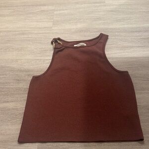 Anthropologie Burnt Rose Gold Accent Tank